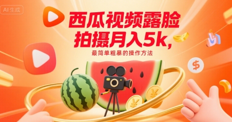 西瓜视频露脸拍摄月入5k，最简单粗暴的操作方法-多米联创