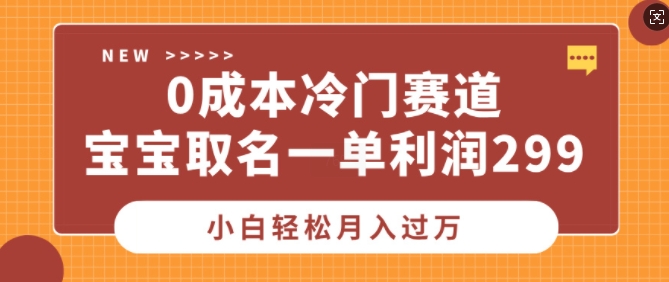 0成本冷门赛道，宝宝取名一单利润299，小白轻松月入过万-多米联创