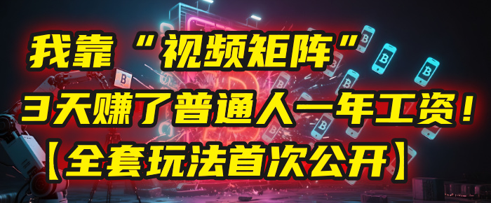 我靠“视频矩阵”，3天赚了普通人一年工资！【全套玩法首次公开】-多米联创