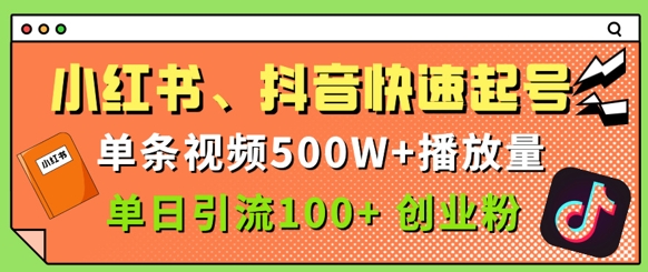 小红书、抖音、快手快速起号，单条视频500w播放量，单日引流100+创业粉-多米联创