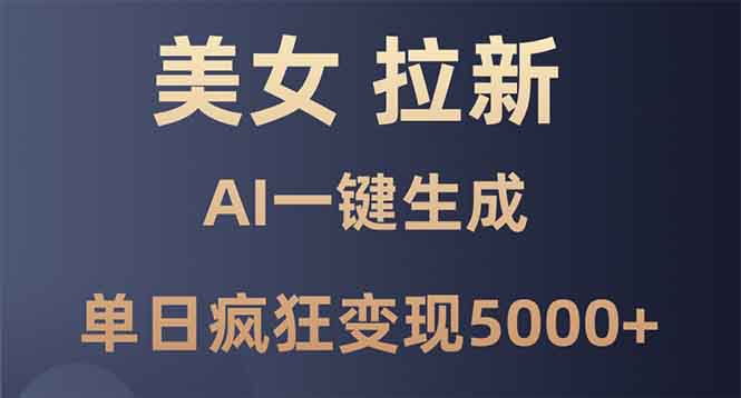 美女暴力拉新，通过AI一键生成，单日疯狂变现5000+，纯小白一学就会！-多米网络