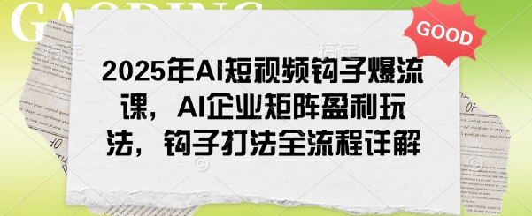 2025年AI短视频钩子爆流课，AI企业矩阵盈利玩法，钩子打法全流程详解-多米网络