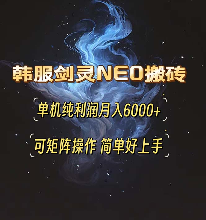 韩服剑灵NEO搬砖攻略，单机纯利润月入6000+ 可矩阵操作，简单好上手。-多米网络