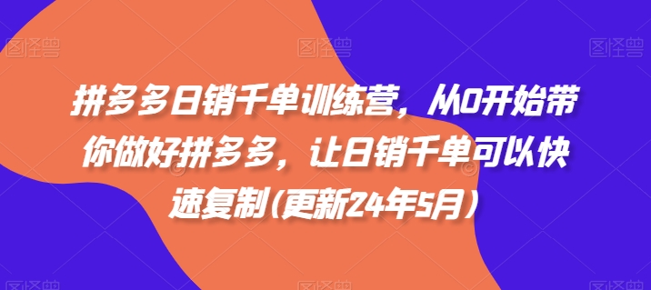 拼多多日销千单训练营，从0开始带你做好拼多多，让日销千单可以快速复制(更新25年3月)-多米网络