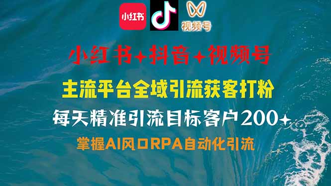 小红书、抖音、视频号全域多平台引流获客，日引目标客户200+，RPA自动…-多米网络