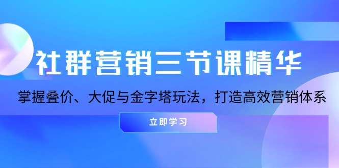 社群营销三节课精华：掌握叠价、大促与金字塔玩法，打造高效营销体系-多米网络