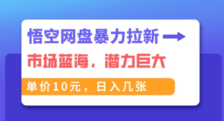 悟空网盘暴力拉新：一单10元，市场空白，日入几张-多米网络