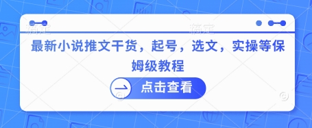 最新小说推文干货，起号，选文，实操等保姆级教程-多米网络