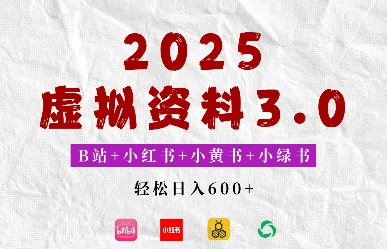 2025年B站+小红书+小黄书+小绿书组合新玩法，虚拟资料3.0打法，轻松日入多张-多米网络