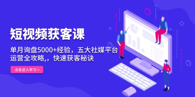 短视频获客课，单月询盘5000+经验，五大社媒平台运营全攻略,，快速获客…-多米网络