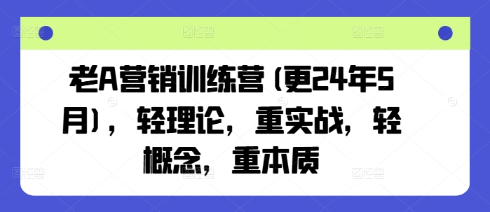 老A营销训练营(更25年3月)，轻理论，重实战，轻概念，重本质-多米网络