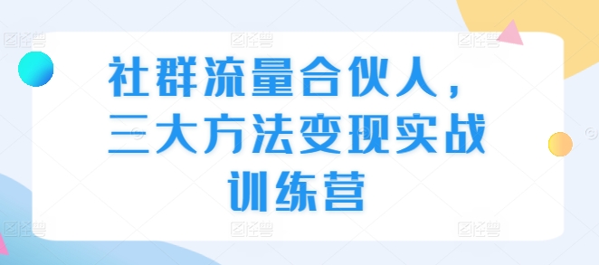 社群流量合伙人，三大方法变现实战训练营-多米网络