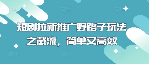 短剧拉新推广野路子玩法之截流，简单又高效-多米网络