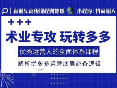 术业专攻玩转多多，优秀运营人的全面体系课程，解析拼多多运营底层必备逻辑-多米网络