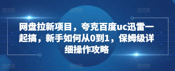 网盘拉新项目，夸克百度uc迅雷一起搞，新手如何从0到1，保姆级详细操作攻略-多米网络