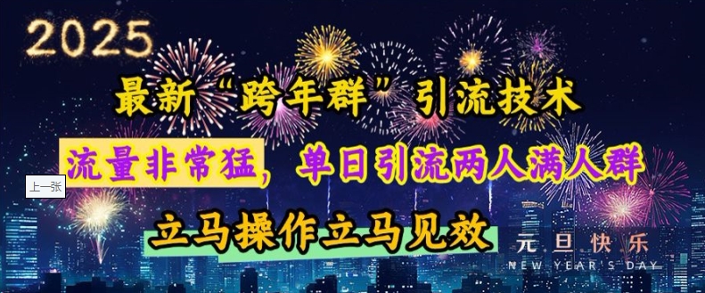最新“跨年群”引流，流量非常猛，单日引流两人满人群，立马操作立马见效【揭秘】-多米网络