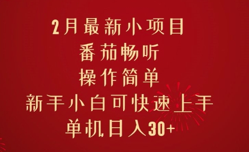 2月最新小项目，番茄畅听，操作简单，新手小白可快速上手，单机日入30+-多米网络
