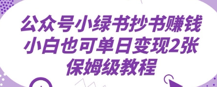 公众号小绿书抄书挣钱，小白也可单日变现2张，保姆级教程-多米网络
