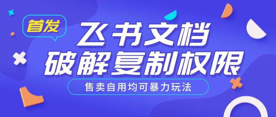 首发飞书文档破解复制权限，售卖自用均可暴力玩法-多米网络