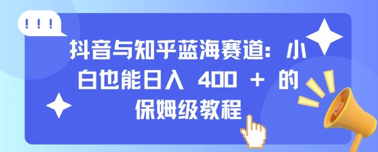 抖音与知乎蓝海赛道：小白也能日入 4张 的保姆级教程-多米网络