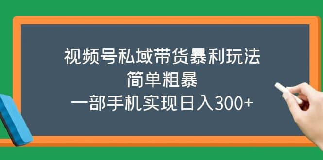 视频号私域带货暴利玩法，简单粗暴-多米网络
