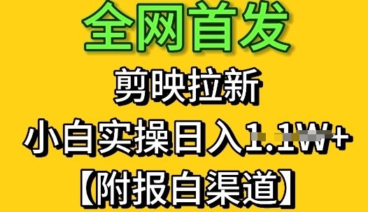 全网首发：剪映拉新，小白实操单日收益1k+【附报白渠道】-多米网络