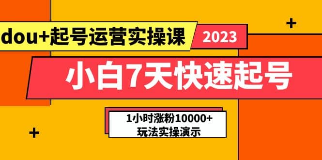 小白7天快速起号：dou+起号运营实操课，实战1小时涨粉10000+玩法演示-多米网络