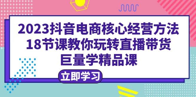 2023抖音电商核心经营方法：18节课教你玩转直播带货，巨量学精品课-多米网络