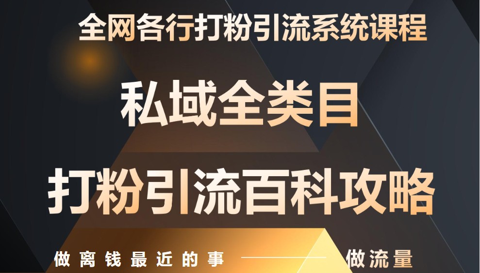 月入9万：全网唯一私域打粉引流神课，零基础手把手带你引流变现-多米网络