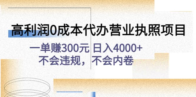 高利润0成本代办营业执照项目：不会违规，不会内卷-多米网络