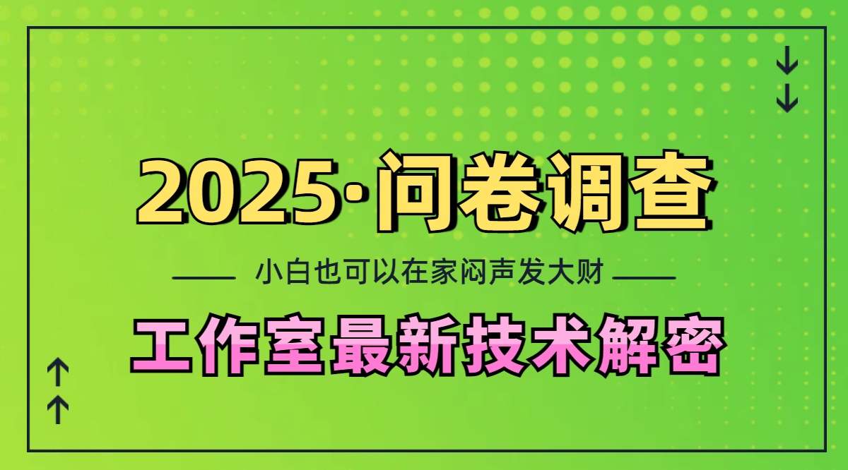 2025《问卷调查》最新工作室技术解密：一个人在家也可以闷声发大财，小白一天200+，可矩阵放大-多米网络