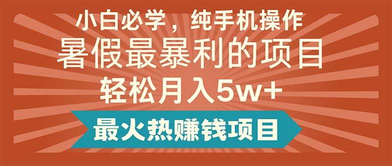 小白必学，纯手机操作，暑假最暴利的项目轻松月入5w+最火热赚钱项目-多米网络