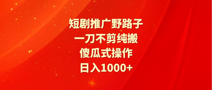短剧推广野路子，一刀不剪纯搬运，傻瓜式操作，日入1000+-多米网络
