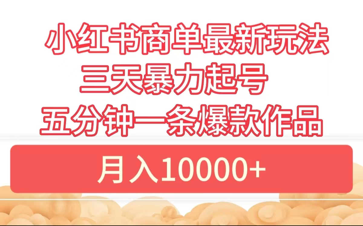 小红书商单最新玩法 3天暴力起号 5分钟一条爆款作品 月入10000+-多米网络