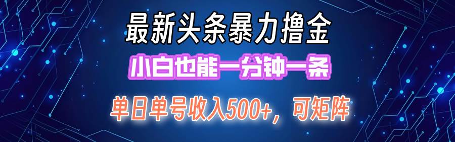 最新暴力头条掘金日入500+，矩阵操作日入2000+ ，小白也能轻松上手！-多米网络
