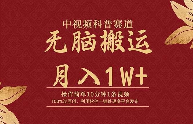 中视频科普赛道，10分钟1条视频，条条爆款，100%过原创，无脑搬运月入1W+-多米网络