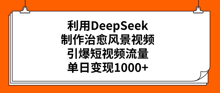 利用DeepSeek制作治愈风景视频，引爆短视频流量，单日变现1000+-多米网络