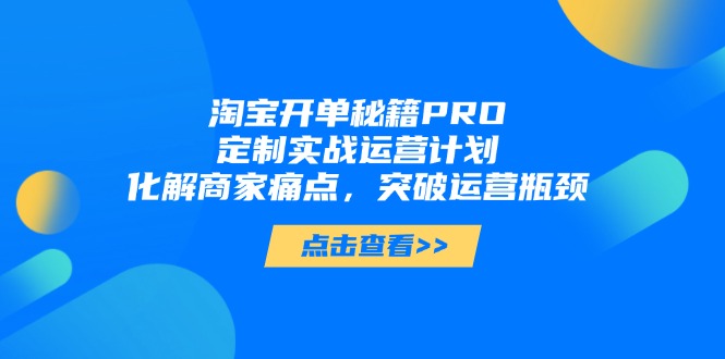 淘宝开单秘籍PRO，定制实战运营计划，化解商家痛点，突破运营瓶颈-多米网络