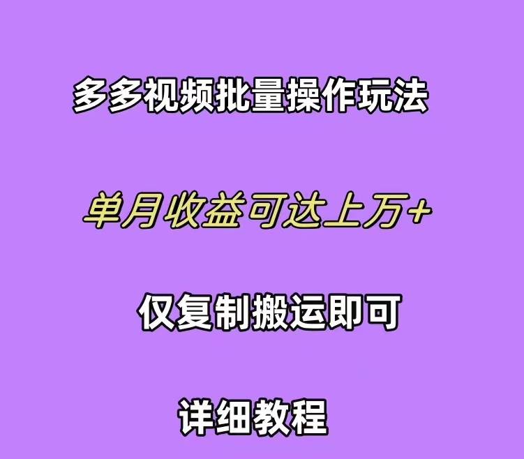 拼多多视频带货快速过爆款选品教程 每天轻轻松松赚取三位数佣金 小白必…-多米网络