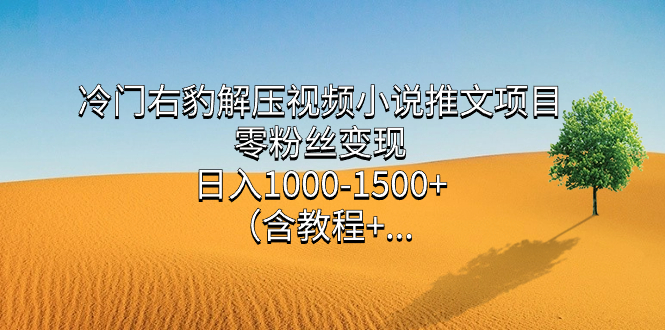 冷门右豹解压视频小说推文项目，零粉丝变现，日入1000-1500+（含教程）-多米网络