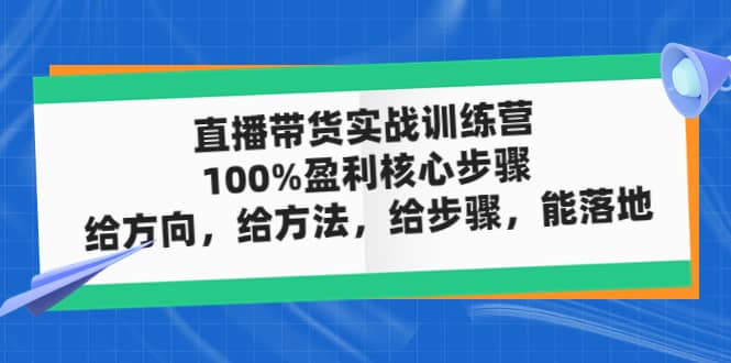 直播带货实战训练营：100%盈利核心步骤，给方向，给方法，给步骤，能落地-多米网络