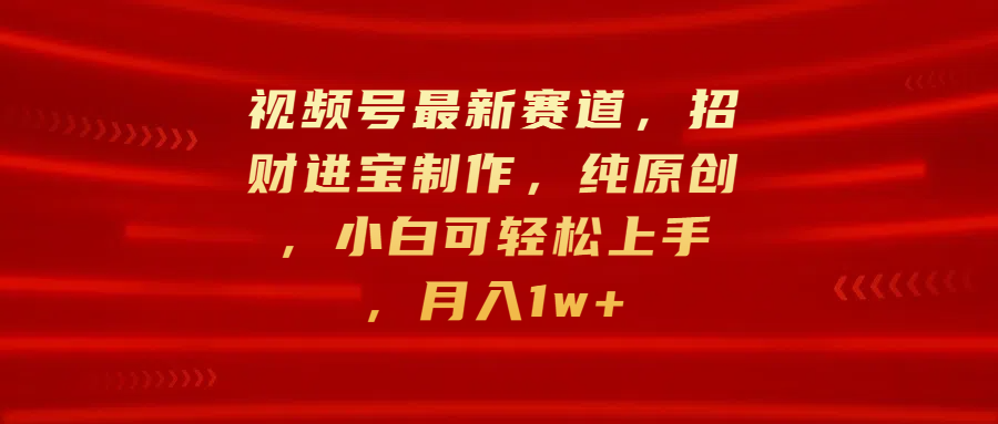 视频号最新赛道，招财进宝制作，纯原创，小白可轻松上手，月入1w+-多米网络