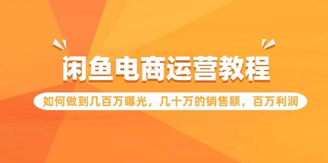 闲鱼电商运营教程：如何做到几百万曝光，几十万的销售额，百万利润-多米网络