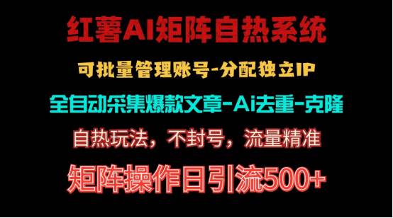 红薯矩阵自热系统，独家不死号引流玩法！矩阵操作日引流500+-多米网络