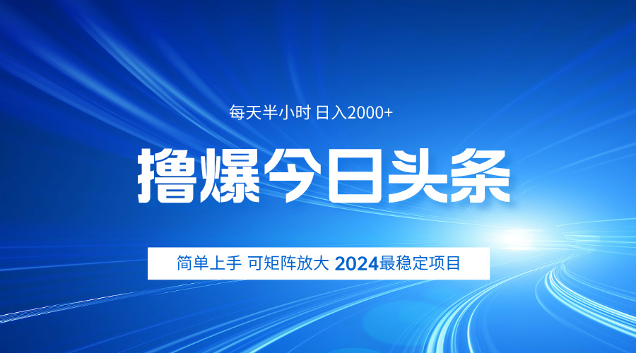 撸爆今日头条，简单无脑日入2000+-多米网络