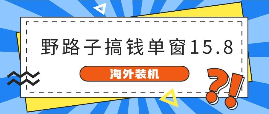 海外装机，野路子搞钱，单窗口15.8，已变现10000+-多米网络