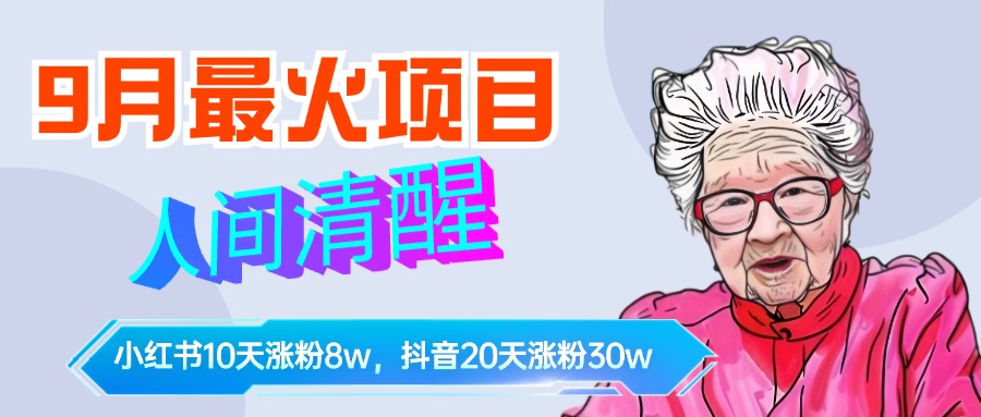 9月最火项目，人间清醒柒奶奶，10天小红薯涨粉8w+，单篇笔记报价1400.-多米网络