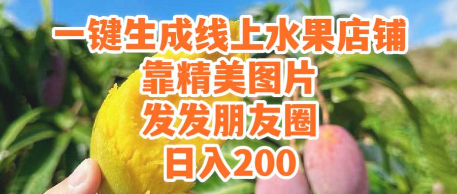 一键生成线上水果店，靠精美图片发发朋友圈，也能日入200-多米网络
