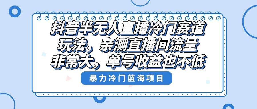 抖音半无人直播冷门赛道玩法，直播间流量非常大，单号收益也不低！-多米网络