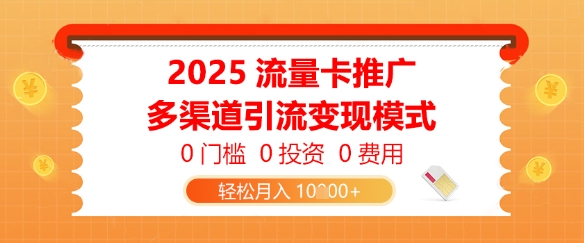 2025流量卡推广，0门槛0投资0费用，多渠道引流变现模式，轻松月入1w-多米网络